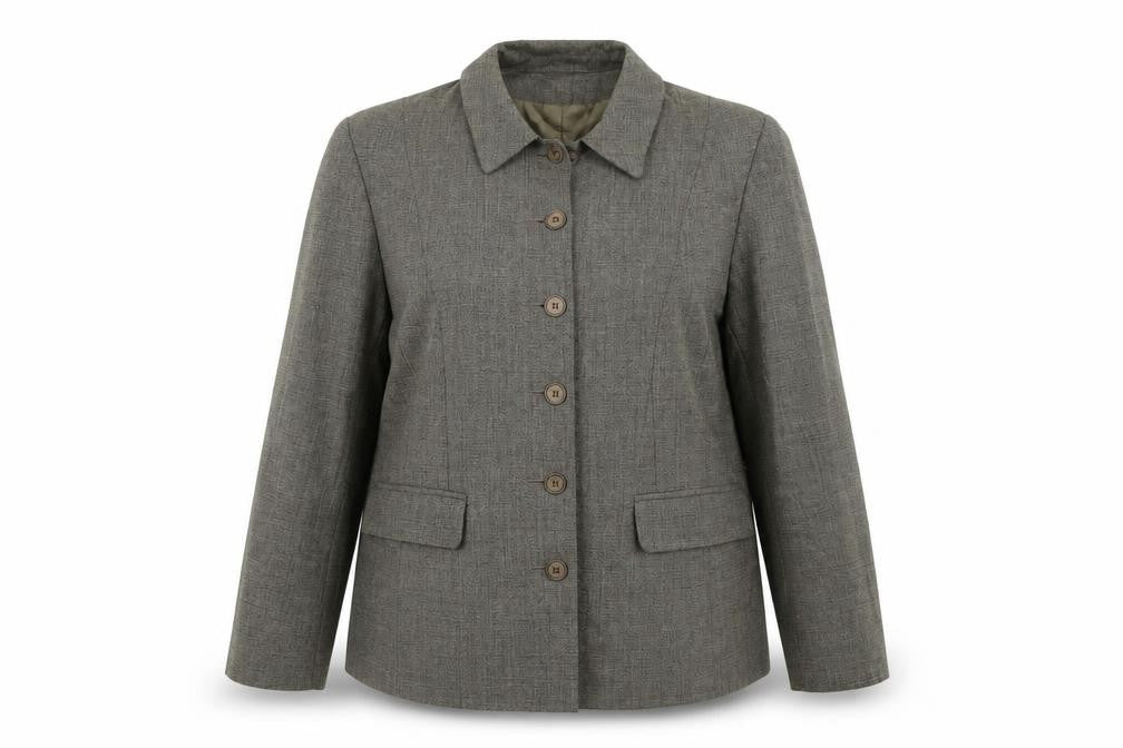 Front view of Berkertex women’s green jacket blazer, size UK 18