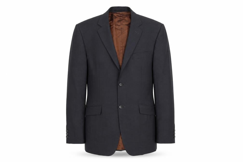 Front view of Karl Jackson men’s blue jacket suit jacket, size 40