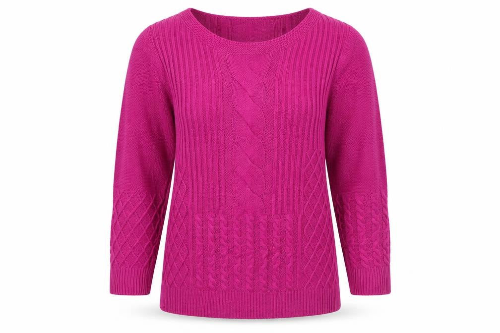 Front view of Bassini women’s pink jumper, size M