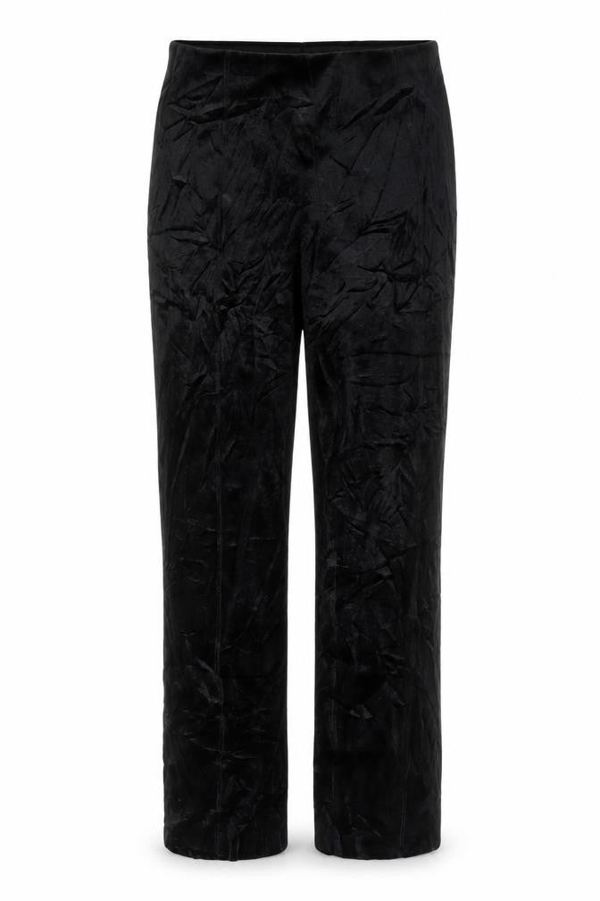 Front view of Monki women’s black trousers, size M, 24-inch leg