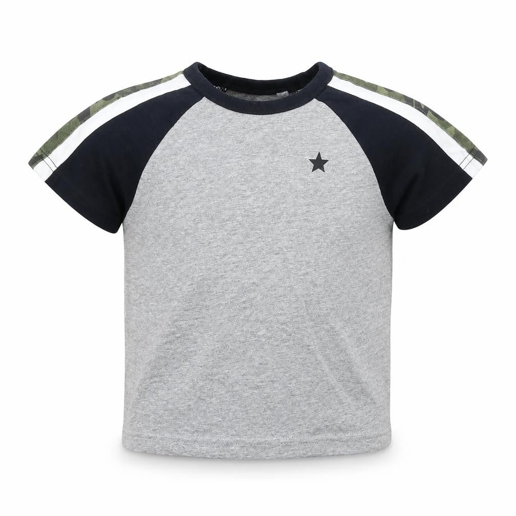 Front view of Next girls’ grey geometric basic t-shirt, size 2, years