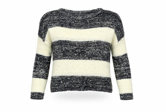 Front view of Andrea Jovine women’s multicoloured striped jumper, size M