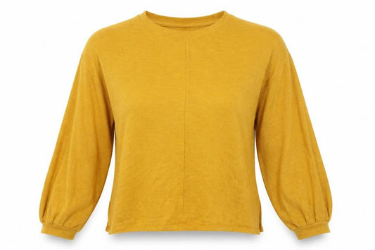 Front view of H&M women’s yellow basic blouse, size S