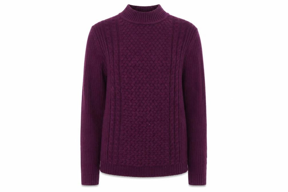 Front view of Isle women’s purple jumper, size S