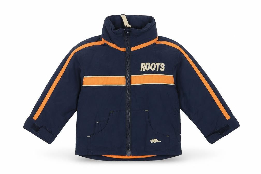 Front view of Roots Baby Blue Jacket, size 6-9, Months