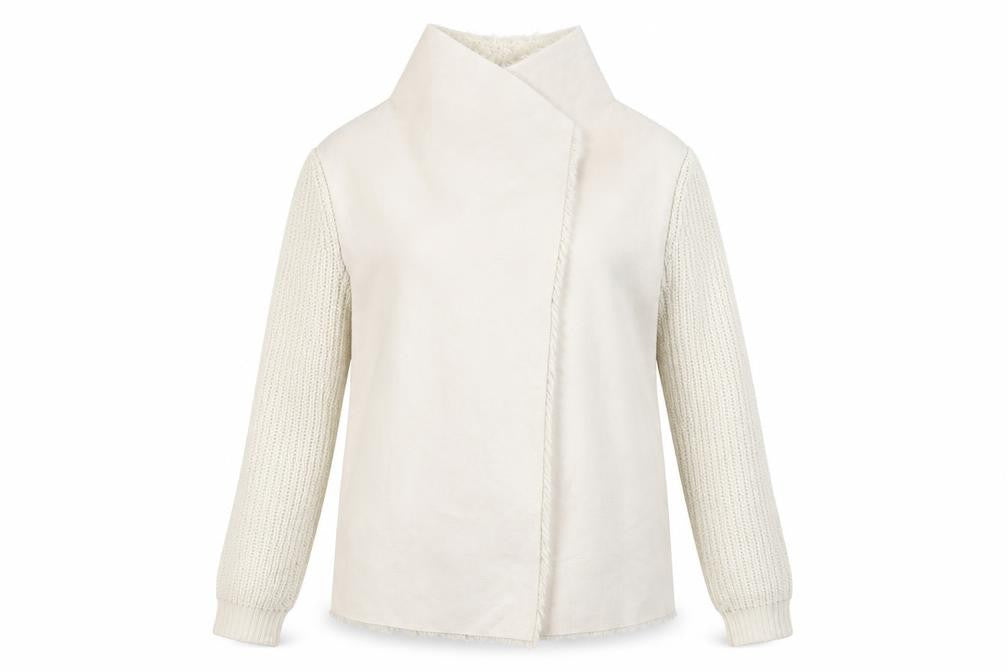 Front view of F&F women’s beige jacket, size UK 14