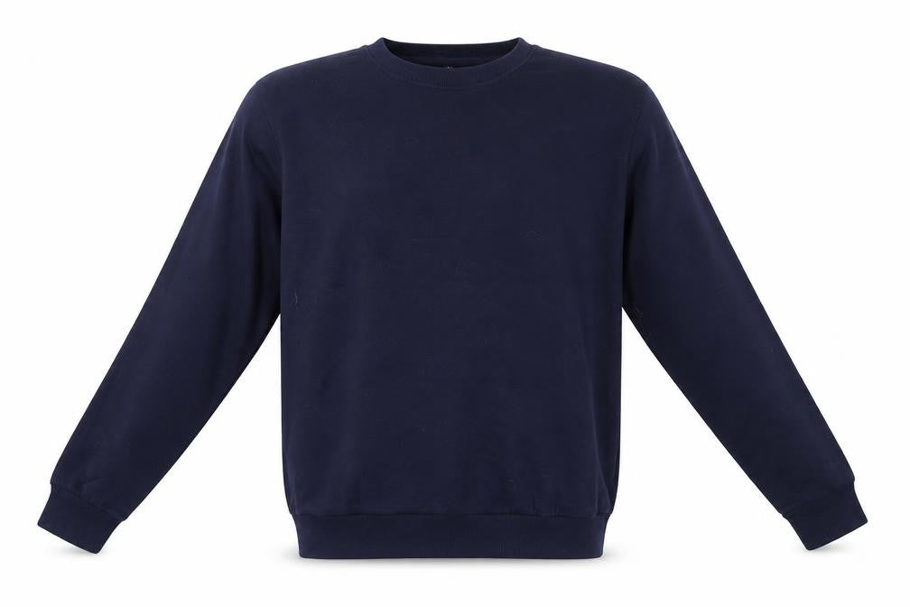 Front view of Preworn men’s blue jumper, size L