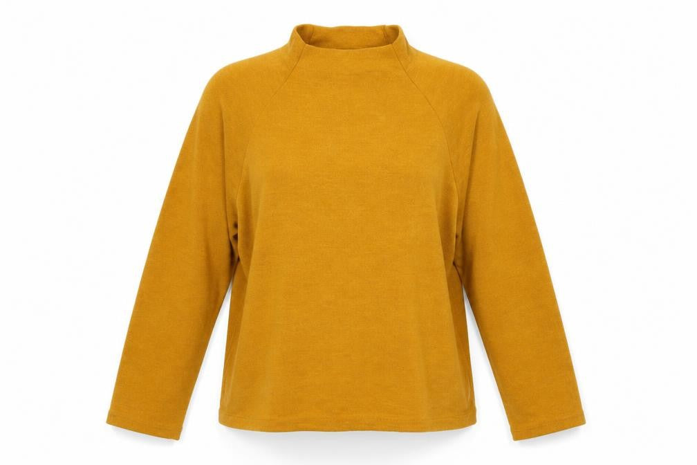 Front view of H&M women’s yellow jumper, size L