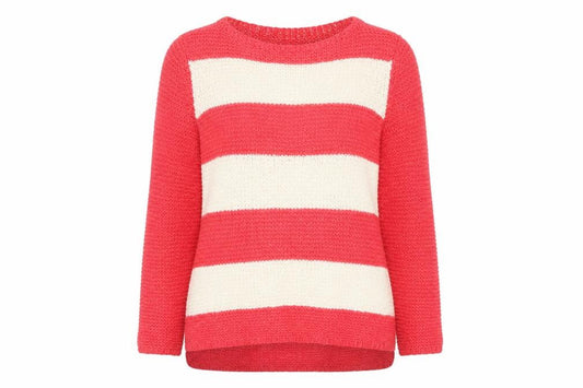 Front view of Chicos women’s multicoloured striped jumper, size XS