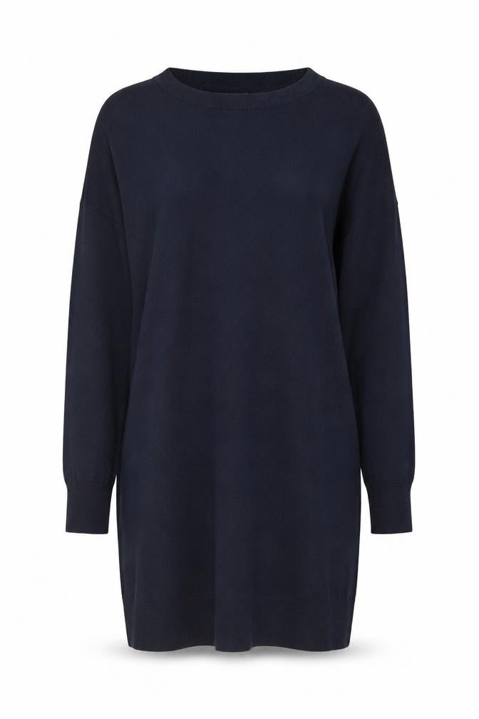 Front view of H&M women’s blue knit jumper, size M, - slit sides