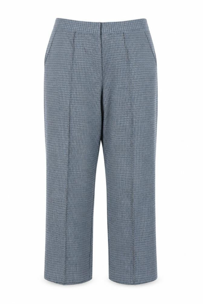 M&S Womens Blue Check  Trousers  Size 12 L22 in