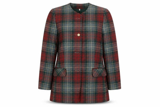 Front view of EDINBURGH women’s multicoloured check jacket, size UK 12