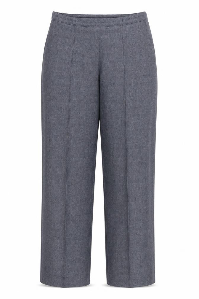 Front view of Marks & Spencer women’s blue trousers, size UK 10, 26-inch leg