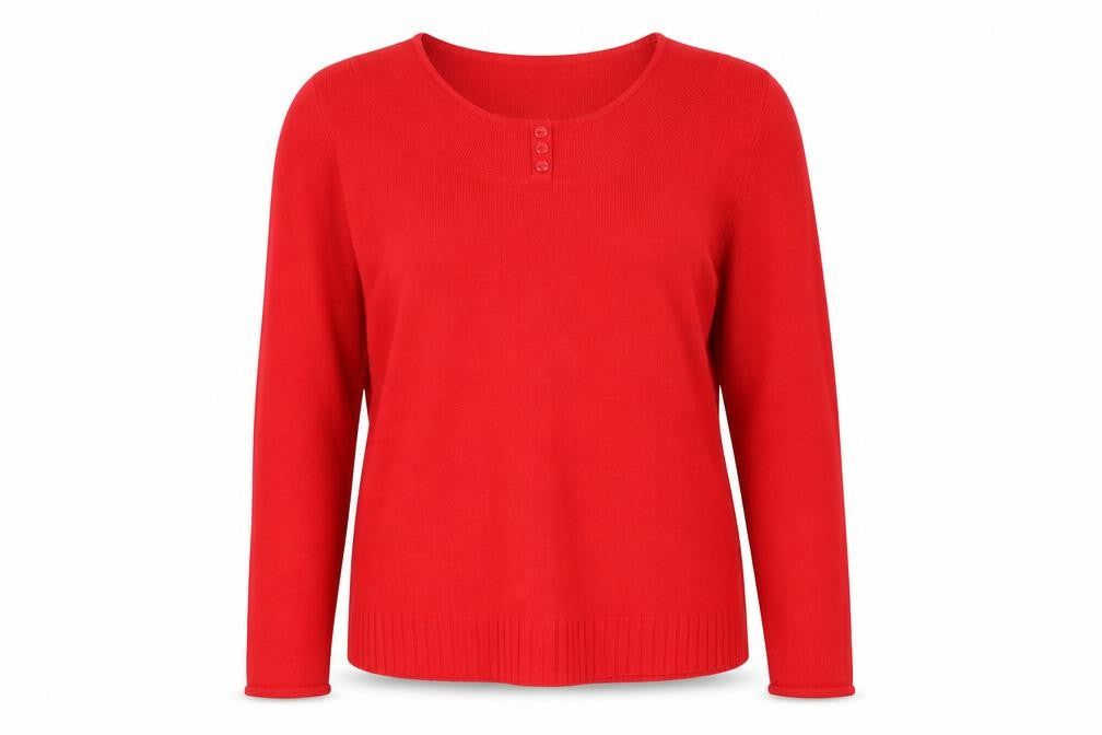 Front view of Kliss men’s red jumper, size XL