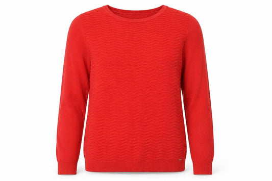 Front view of F&F women’s red jumper, size UK 14