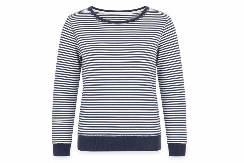 Front view of Next women’s blue striped top pyjama top, size XS
