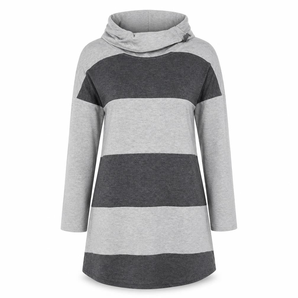 Front view of Viz a Viz women’s grey striped a-line, size UK 12