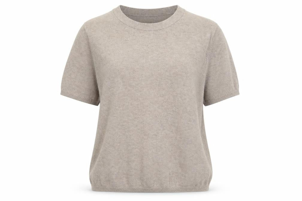 Front view of ESMARA women’s beige knit jumper, size UK 14