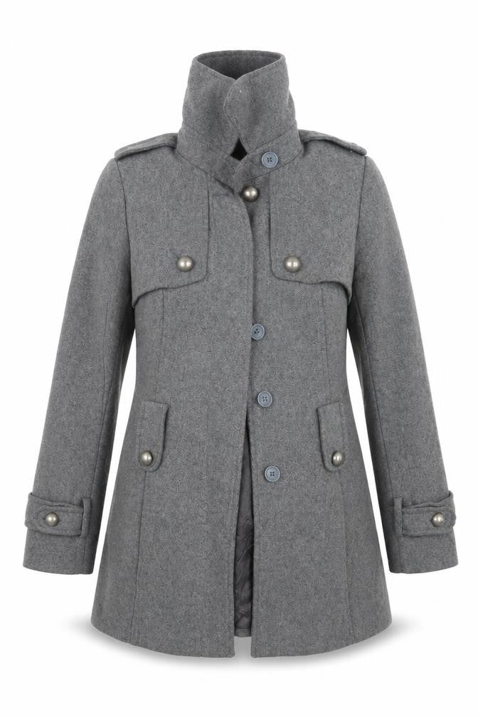 Oasis Womens Grey Pea Coat Coat Size 8