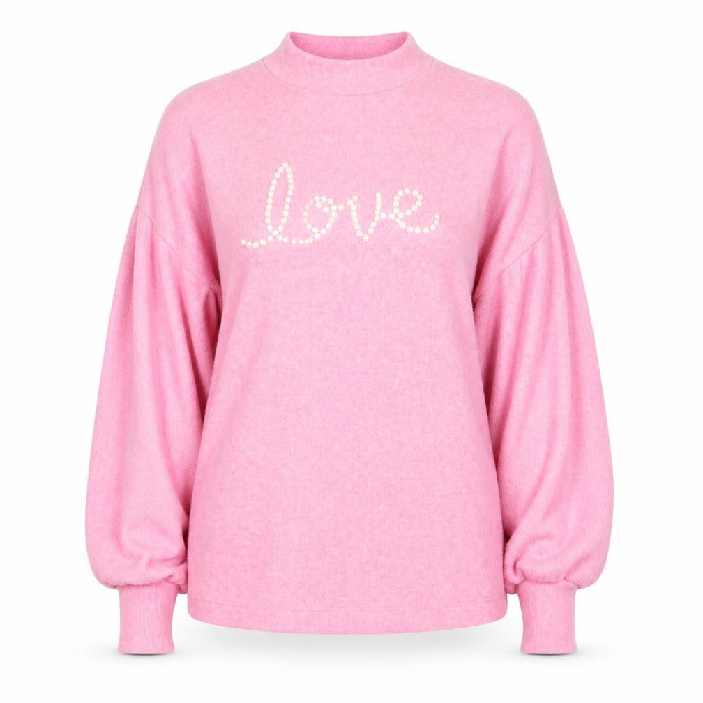 Front view of F&F women’s pink jumper, size UK 6