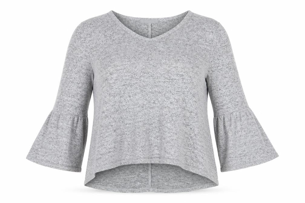 Front view of COIN 1804 women’s grey jumper, size M