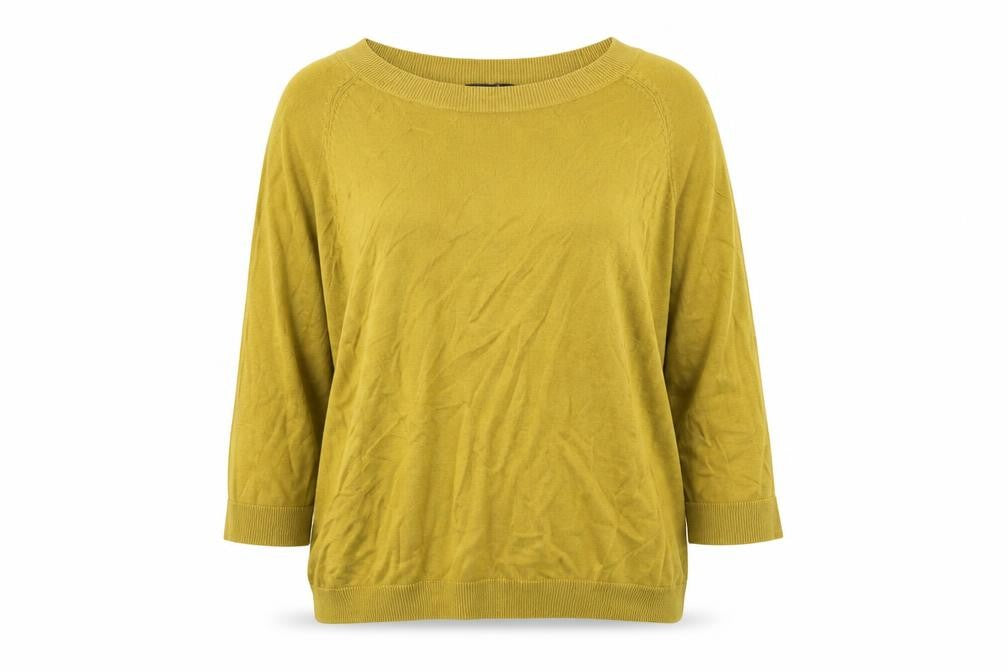 Front view of H&M women’s yellow knit jumper, size S