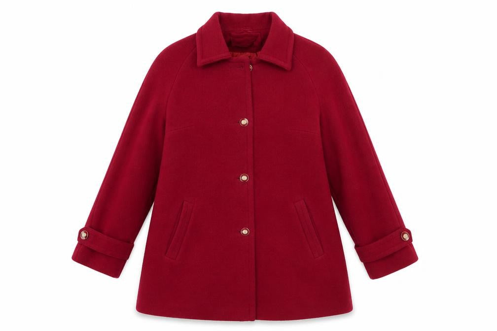 Front view of David Bury women’s pink overcoat coat, size UK 12