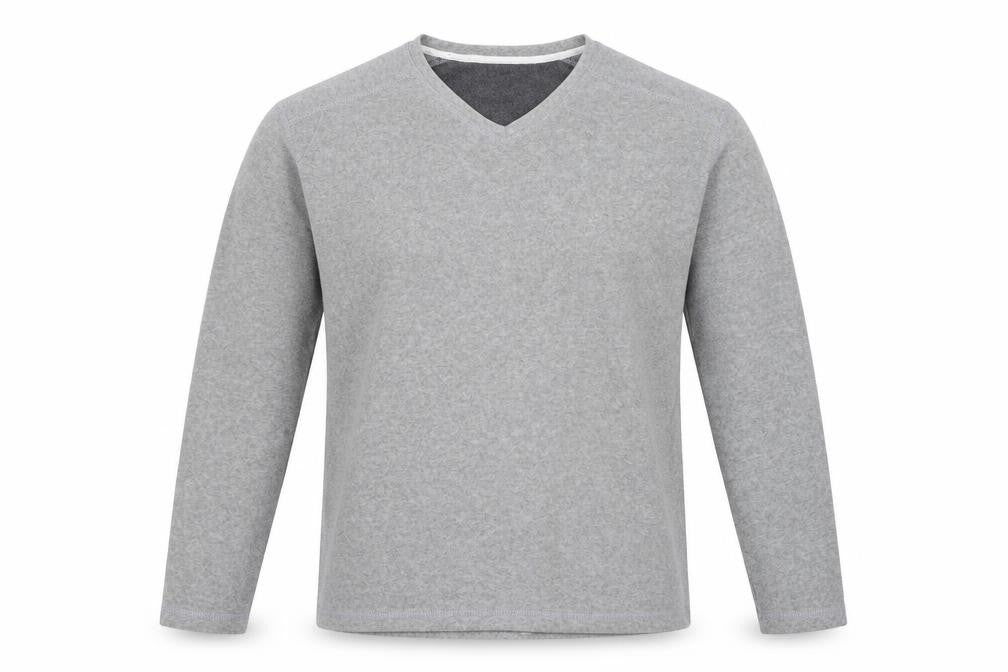 Front view of Cedarwood State men’s grey fleece pullover sweatshirt, size M