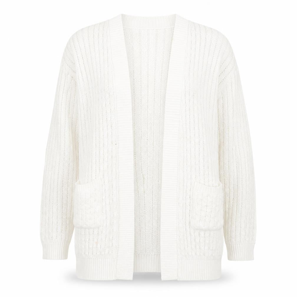 Choice Womens White  Knit Cardigan Jumper Size M
