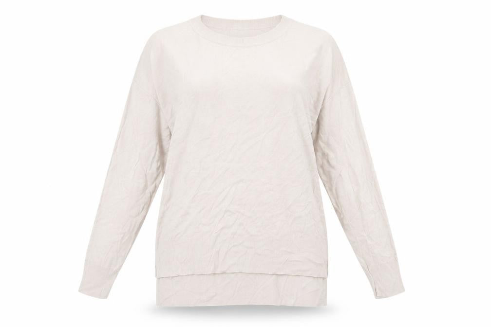 Front view of H&M women’s beige knit jumper, size L