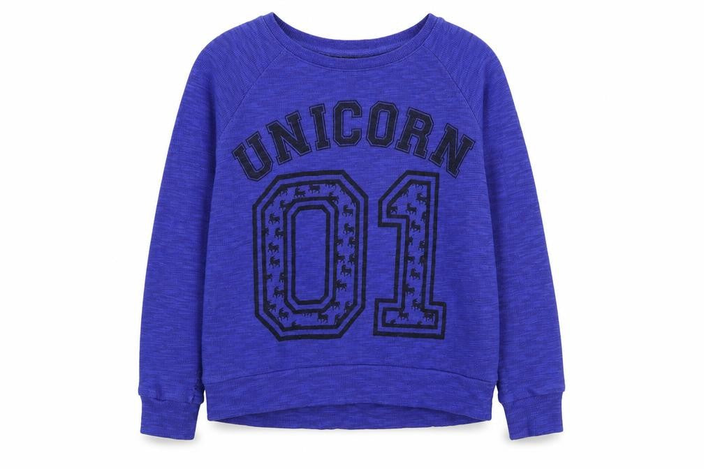 New Look Girls Blue Geometric Jersey Pullover Sweatshirt Size 10-11 Years  - Unicorn