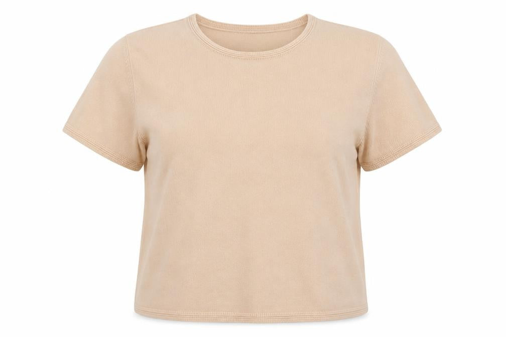 Front view of Marks & Spencer women’s pink knit basic t-shirt, size UK 18