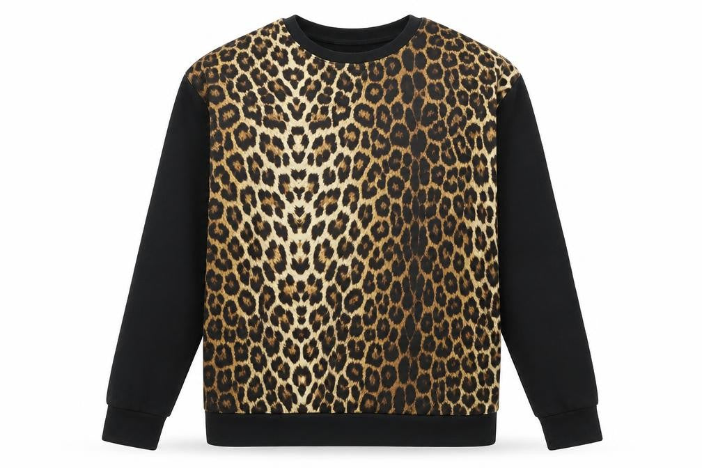 Front view of Atmosphere women’s black animal print jersey basic t-shirt, size UK 8