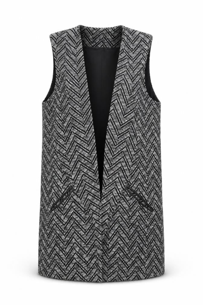 Front view of George women’s black striped jacket, size UK 16