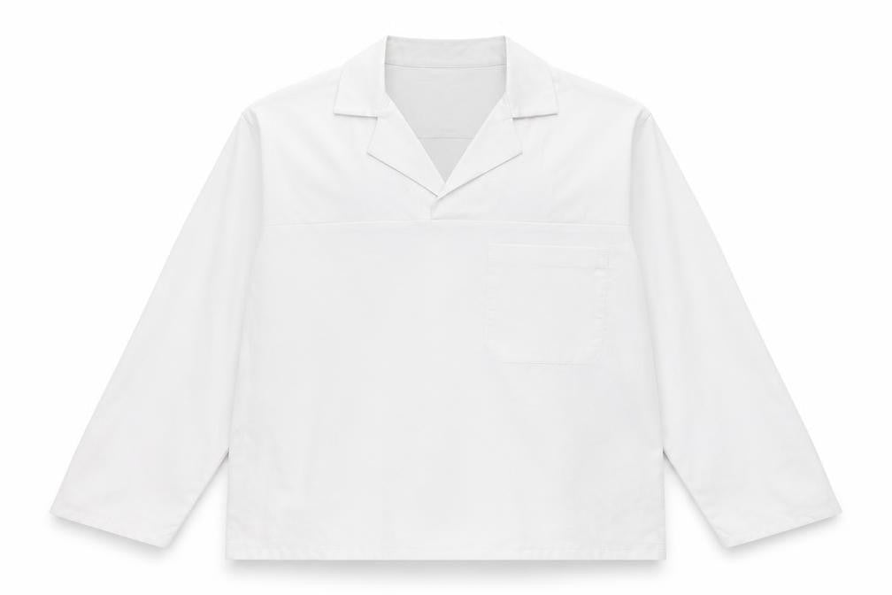 Front view of Portwest men’s white button-up, size M, - pullover