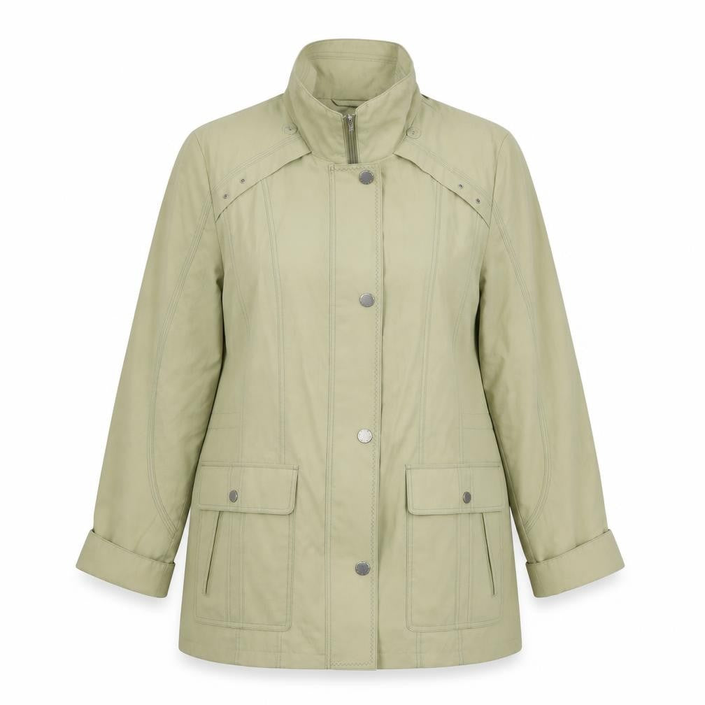 Front view of Cotswold Collections women’s beige jacket, size UK 12