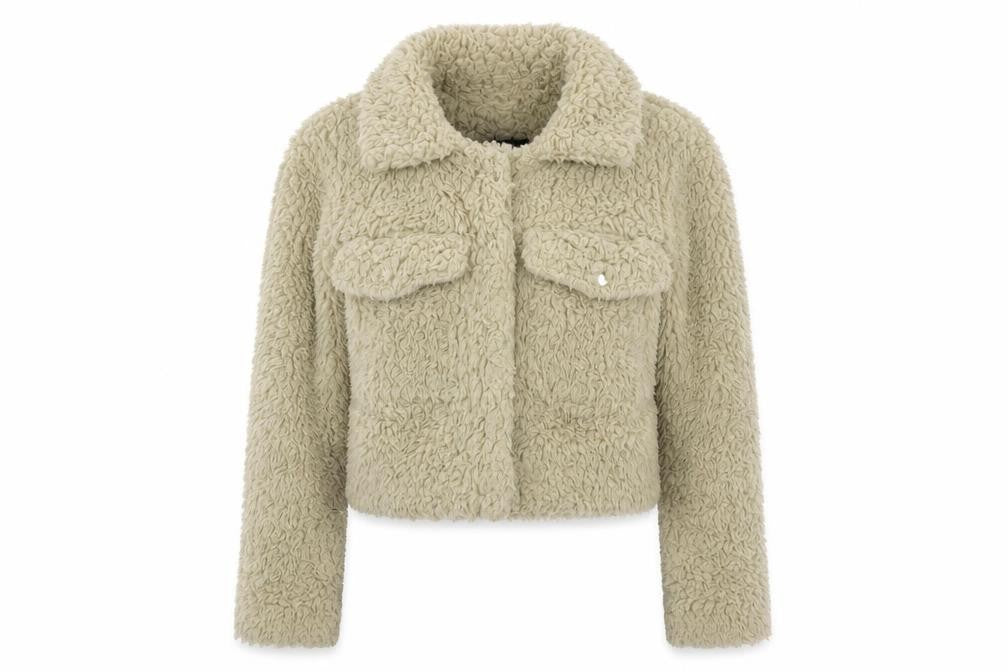 Front view of Rising women’s beige microfibre jacket, size S