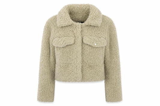 Front view of Rising women’s beige microfibre jacket, size S