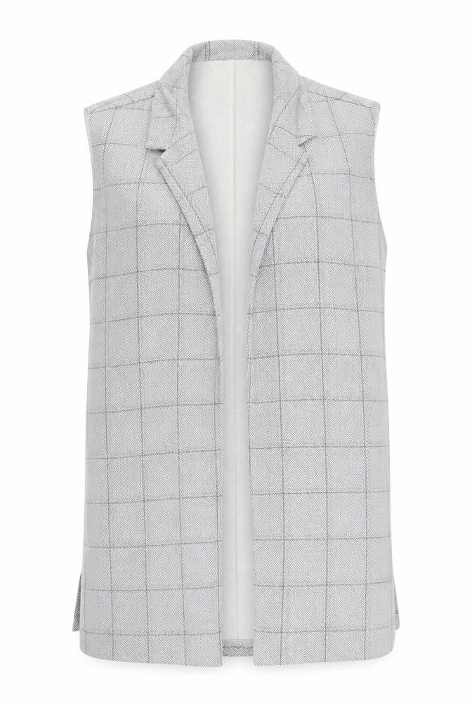Front view of New Look women’s grey check jacket, size UK 14
