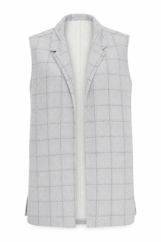 Front view of New Look women’s grey check jacket, size UK 14