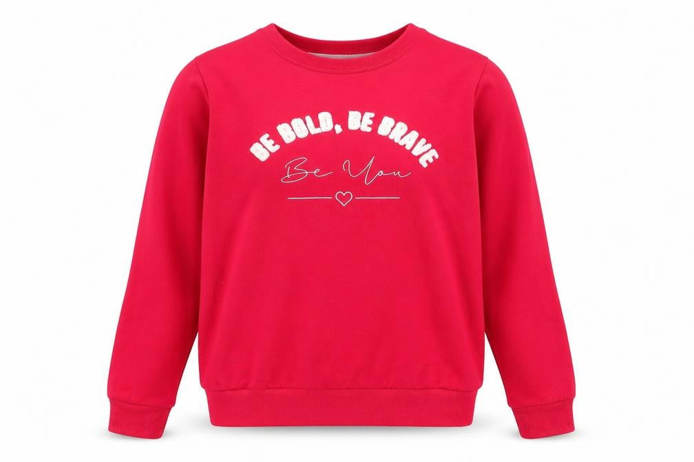 Front view of New Look girls’ red jumper, size S