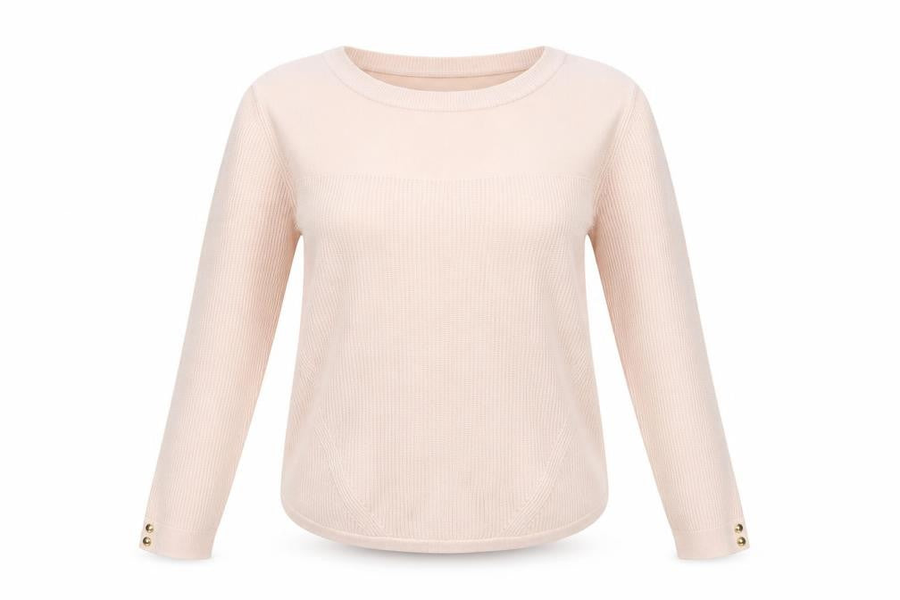 Front view of Marks & Spencer women’s pink jumper, size UK 12