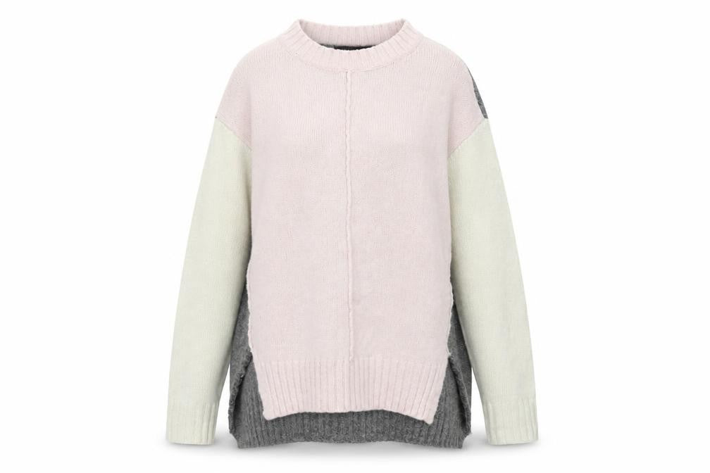 Front view of Marks & Spencer women’s multicoloured henley jumper, size S