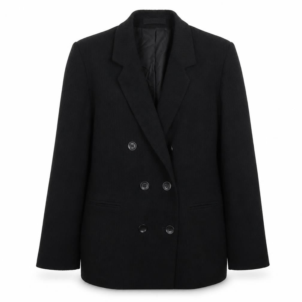 Front view of Alex& co women’s black jacket suit, size UK 12