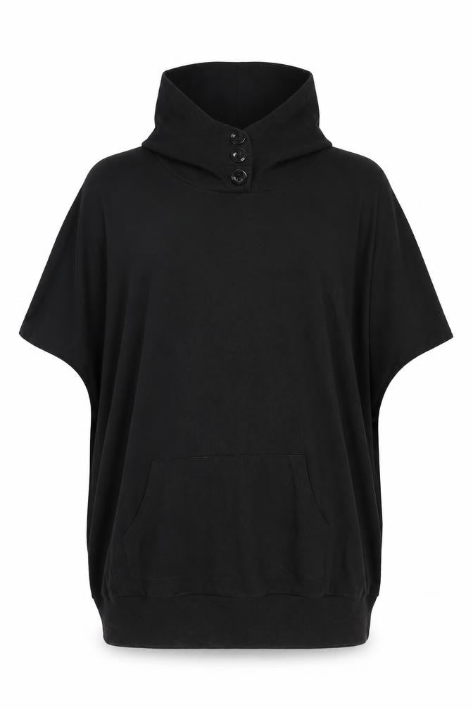 Front view of Denim co women’s black pullover sweatshirt, size UK 16