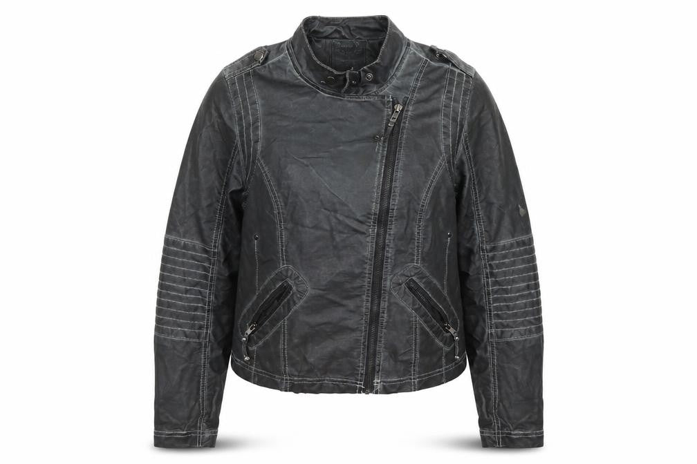 Front view of Denim co women’s black jacket coat, size UK 12