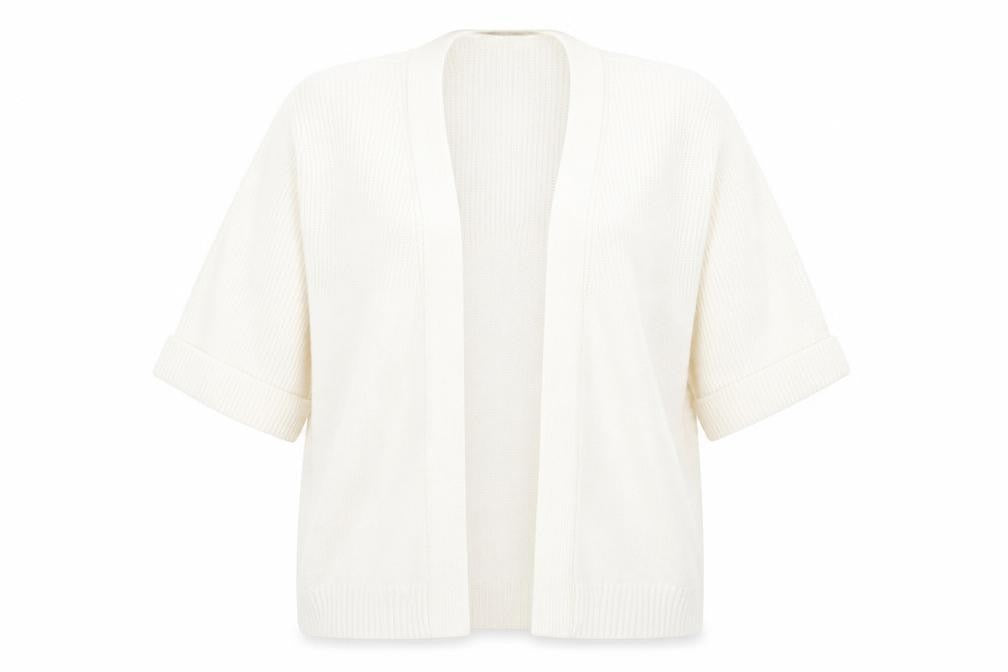 Front view of Authentic Authetic 1928 women’s white cardigan jumper, size M