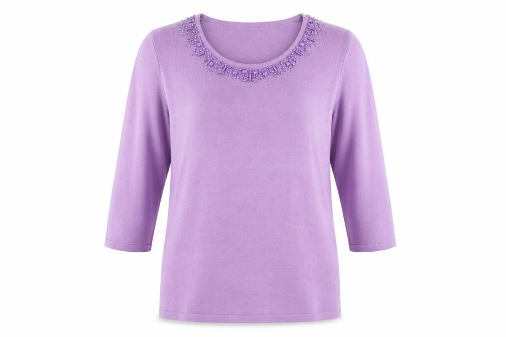 Front view of Preworn women’s purple jumper, size M