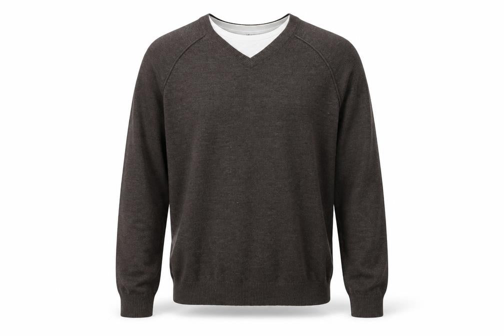 Front view of UrbanSpirit men’s brown knit jumper, size L