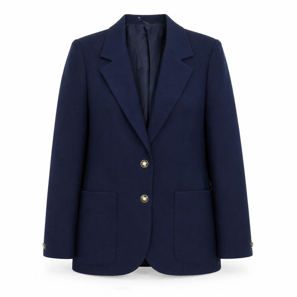Front view of Preworn women’s blue jacket suit jacket, size UK 12